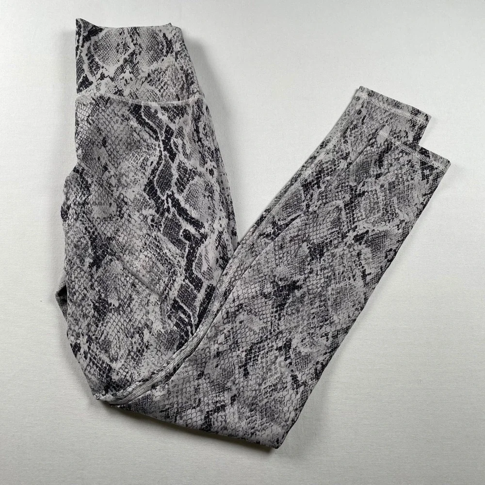 Alo Yoga Womens Airlift Grey Snakeskin High Waist Leggings Animal Print Size M